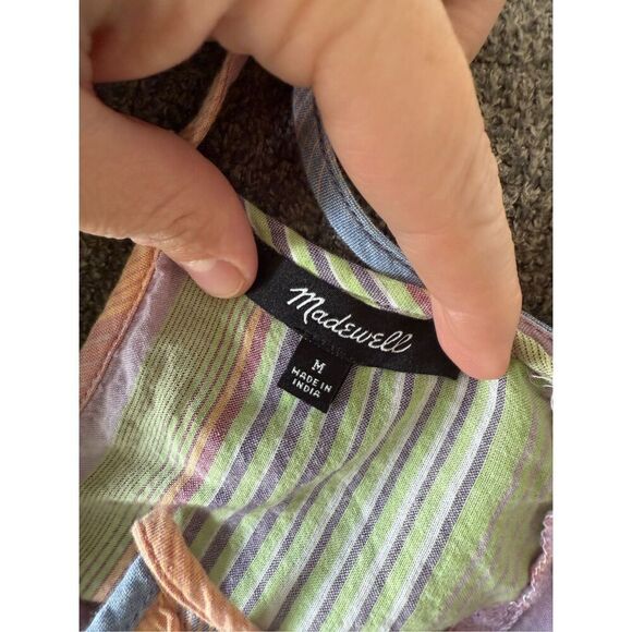 NEW Madewell Tie-Back Cover-Up Maxi Dress in Rainbow Stripe Medium - Picture 8 of 8